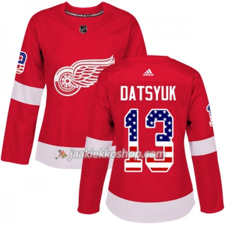 Nainen NHL Detroit Red Wings Pelipaita Pavel Datsyuk 13 Adidas 2017-2018 Punainen USA Flag Fashion Authentic
